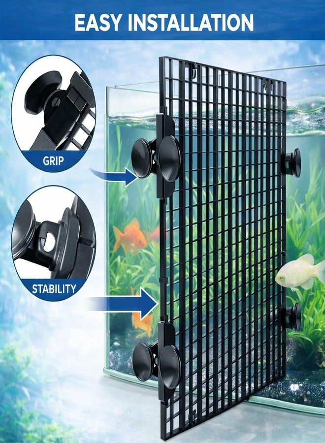 VAYINATO Fish Tank Divider Egg Crate Panel with Clips | 30×30cm PP Plastic Aquarium Divider Grid | Cuttable Mesh for Fish, Turtle, Reptile & Plant Tank Separation-Black (2 Pcs Egg Crate & 4 Pcs Clip) - Image 2