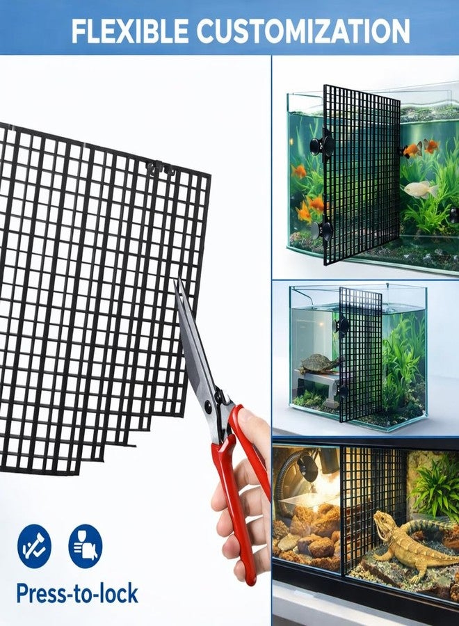 VAYINATO Fish Tank Divider Egg Crate Panel with Clips | 30×30cm PP Plastic Aquarium Divider Grid | Cuttable Mesh for Fish, Turtle, Reptile & Plant Tank Separation-Black (2 Pcs Egg Crate & 4 Pcs Clip) - Image 5
