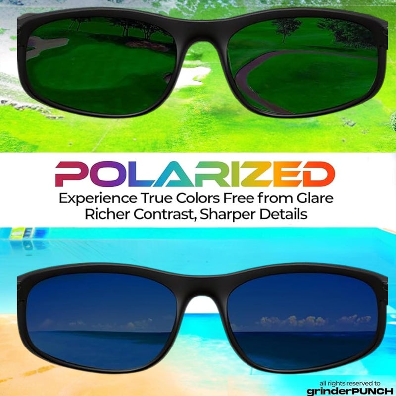 grinderPUNCH Polarized Wrap Around Sunglasses for Men and Women – Lightweight Sports Wraparound Sunglasses UV Protection - Image 4