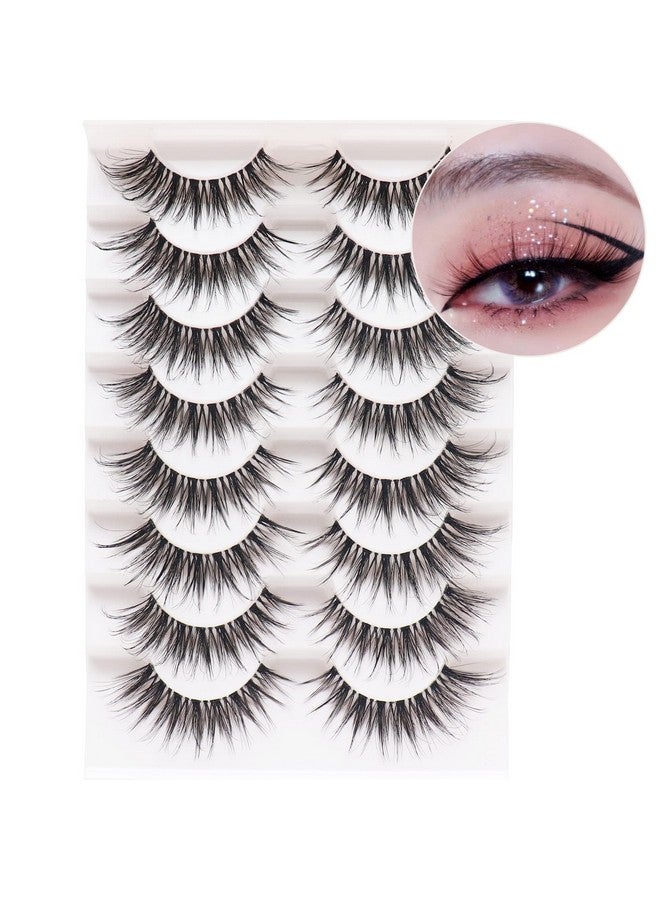 Losha Eyelashes Wispy Lashes Natural Look 8 Pairs Clear Band False Eyelashes Handmade Reusable Fake Eye Lashes Pack (G1) - Image 1