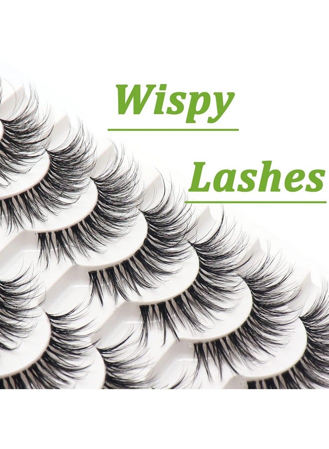 Losha Eyelashes Wispy Lashes Natural Look 8 Pairs Clear Band False Eyelashes Handmade Reusable Fake Eye Lashes Pack (G1) - Image 4