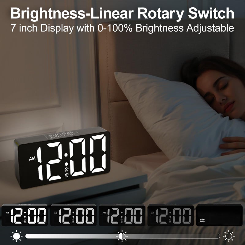 PPLEE Alarm Clock for Bedroom Heavy Sleepers with Bed Shaker & Night Light-Vibrating Digital Clock Large Dimmable LED Digits with Dual Alarm & Charging Port Table Desk Clock for Hearing Impaired Seniors - Image 4