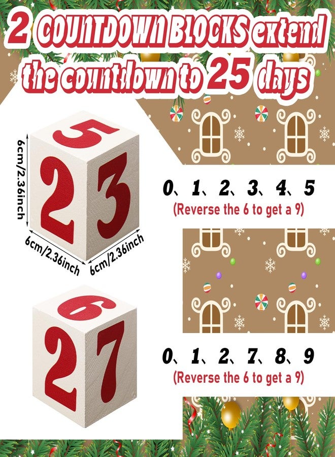 Roowest Gingerbread House Christmas Countdown Advent Calendar, Wooden Gingerbread House Shaped Countdown with Wood Block Day Until Christmas Tabletop Calendar Decoration for Xmas Home Table Mantel - Image 3