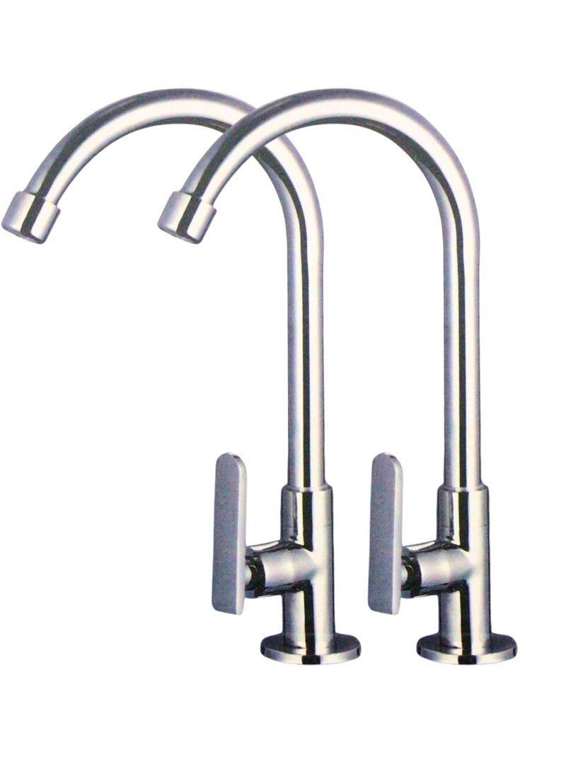 كانا صنبور حوض ذو عمود واحد فضي، صنبور حوض مطبخ دوار، صنبور مطبخ ذو خط واحد، صنبور حوض عالي التحمل مع دوران 360 درجة، صنبور مطبخ من الفولاذ المقاوم للصدأ، حزمة من 2، صنبور مطبخ ذو رافعة واحدة، صنبور حوض مطبخ خالٍ من الرصاص - Image 1