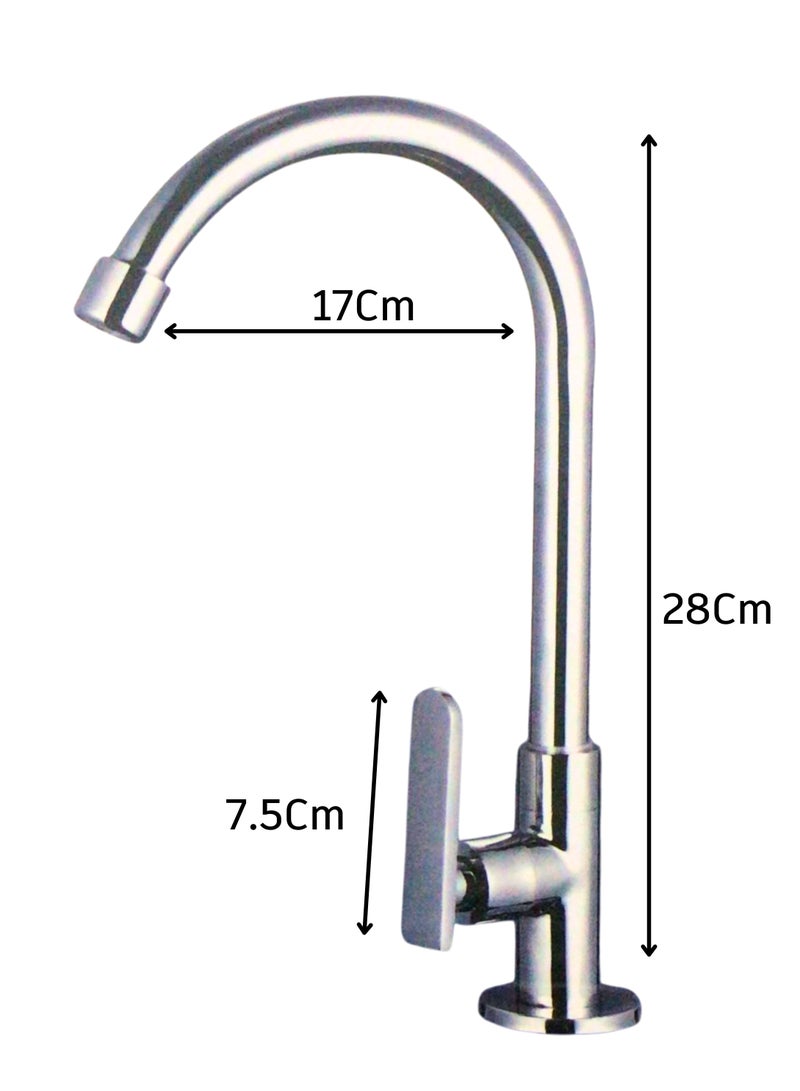 كانا صنبور حوض ذو عمود واحد فضي، صنبور حوض مطبخ دوار، صنبور مطبخ ذو خط واحد، صنبور حوض عالي التحمل مع دوران 360 درجة، صنبور مطبخ من الفولاذ المقاوم للصدأ، حزمة من 2، صنبور مطبخ ذو رافعة واحدة، صنبور حوض مطبخ خالٍ من الرصاص - Image 3