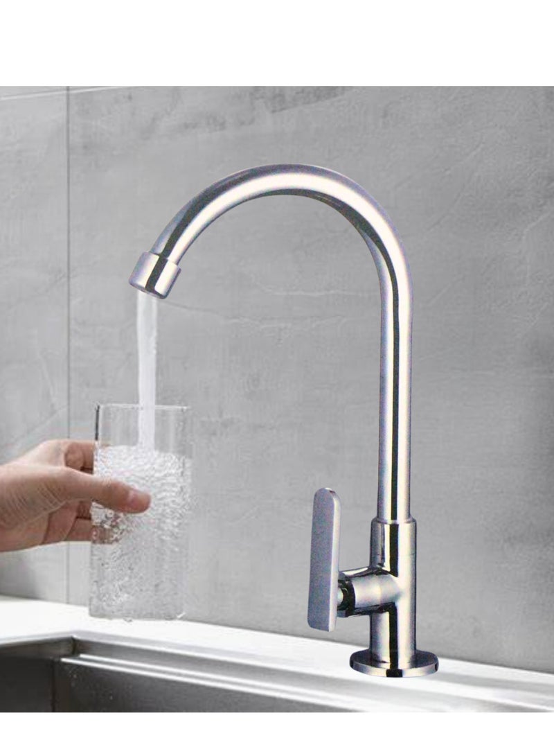 كانا صنبور حوض ذو عمود واحد فضي، صنبور حوض مطبخ دوار، صنبور مطبخ ذو خط واحد، صنبور حوض عالي التحمل مع دوران 360 درجة، صنبور مطبخ من الفولاذ المقاوم للصدأ، حزمة من 2، صنبور مطبخ ذو رافعة واحدة، صنبور حوض مطبخ خالٍ من الرصاص - Image 4