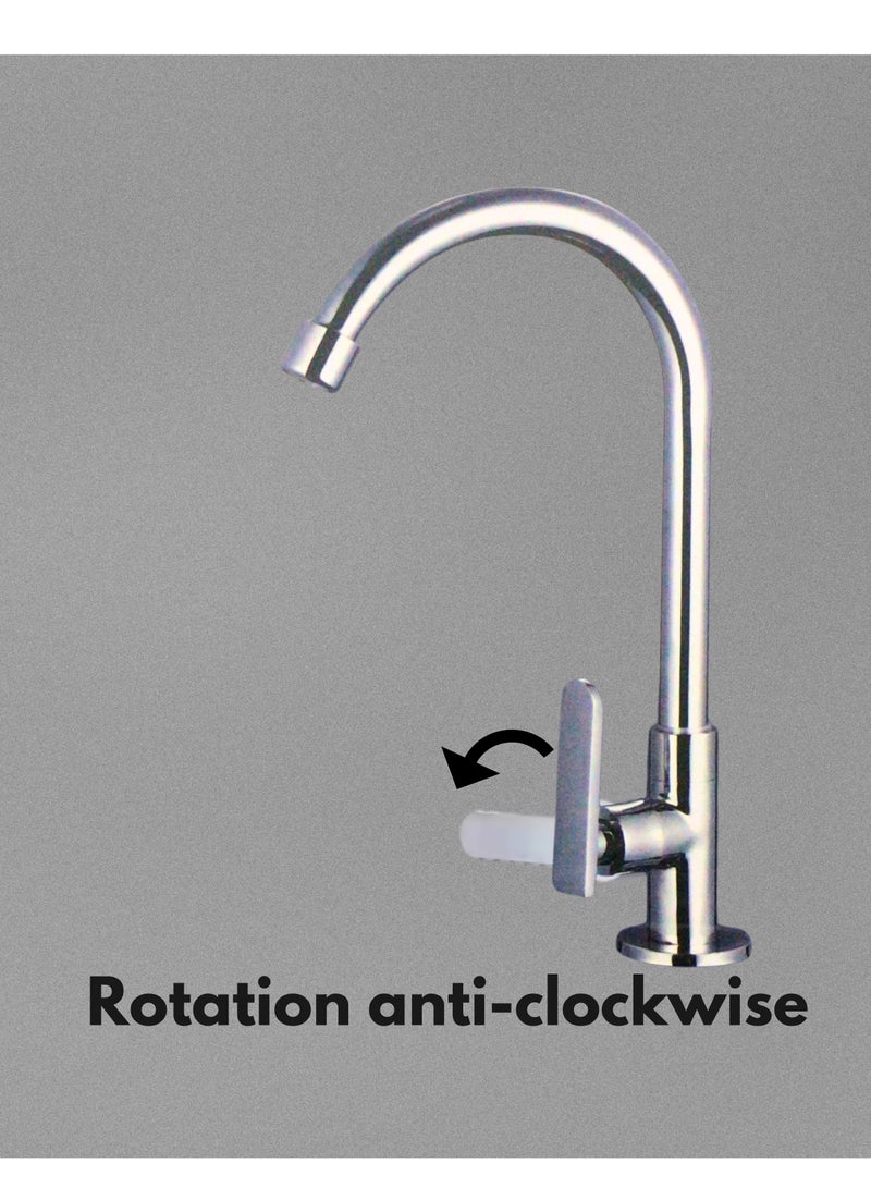 كانا صنبور حوض ذو عمود واحد فضي، صنبور حوض مطبخ دوار، صنبور مطبخ ذو خط واحد، صنبور حوض عالي التحمل مع دوران 360 درجة، صنبور مطبخ من الفولاذ المقاوم للصدأ، حزمة من 2، صنبور مطبخ ذو رافعة واحدة، صنبور حوض مطبخ خالٍ من الرصاص - Image 5