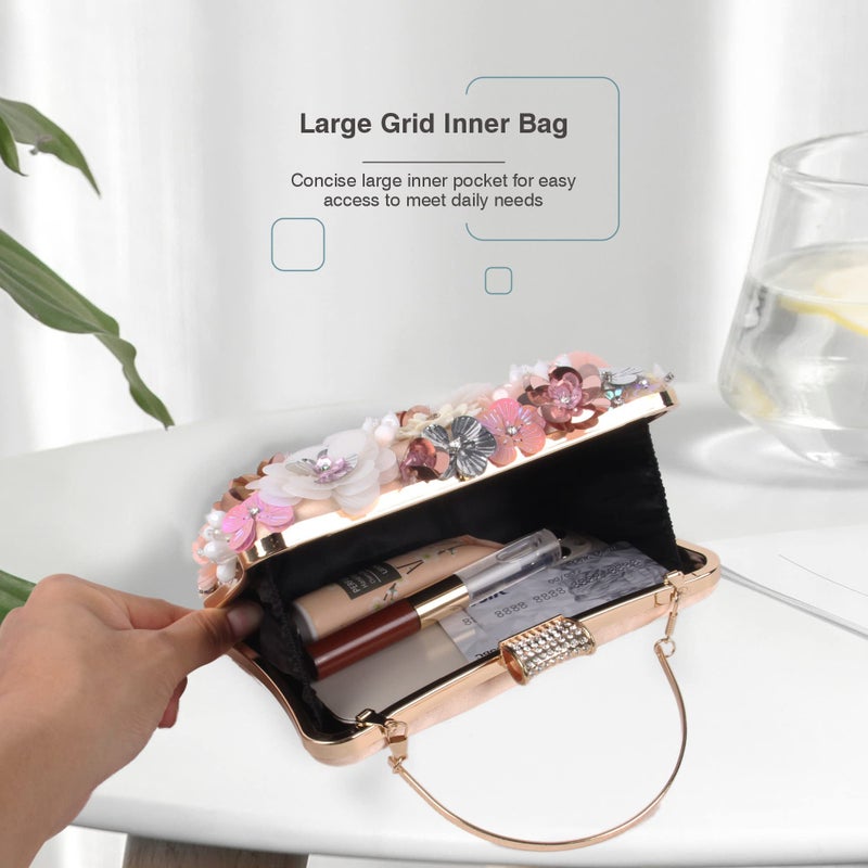Lanpet Women Clutches Flower Evening Handbag Chain Strap Shoulder Bag - Image 5