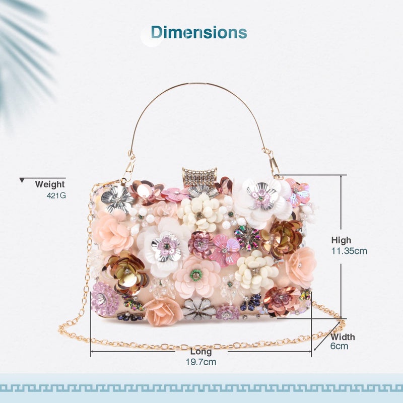 Lanpet Women Clutches Flower Evening Handbag Chain Strap Shoulder Bag - Image 4
