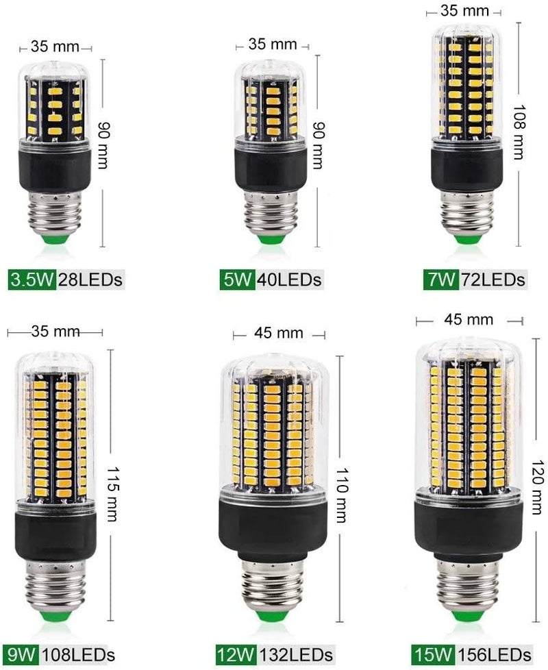 مصابيح ذات جهد واسع 2 قطعة E27 E14 SMD5736 تيار متردد 110 فولت لمبات LED، 3.5 واط 5 واط 7 واط 9 واط 12 واط 15 واط 20 واط IC ذكي بدون وميض لمبة LED ذرة لغرفة المعيشة والمصابيح المنزلية - Image 3