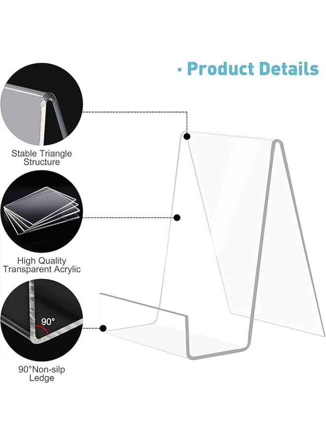 erorex Clear Acrylic Display Stand 6 Pack Acrylic Book Stand 14.5 Cm Book Display Stand Clear Display Stand For Displaying Pictures Books Music Sheets Notebooks Cds Etc A  - Image 3