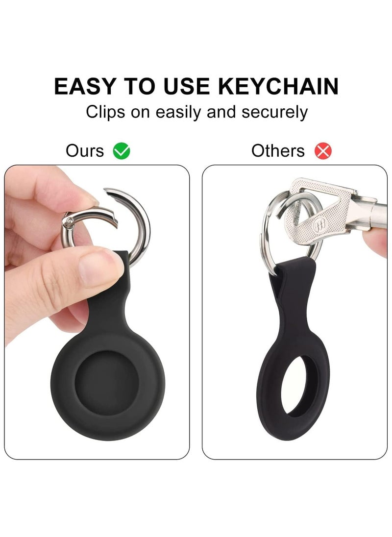 راكسوم حامل Airtag من السيليكون الناعم مع سلسلة مفاتيح مقاومة للماء، غطاء Airtag لعلامة Airtag Key Finder Tracker Finder باللون الأسود  - Image 5