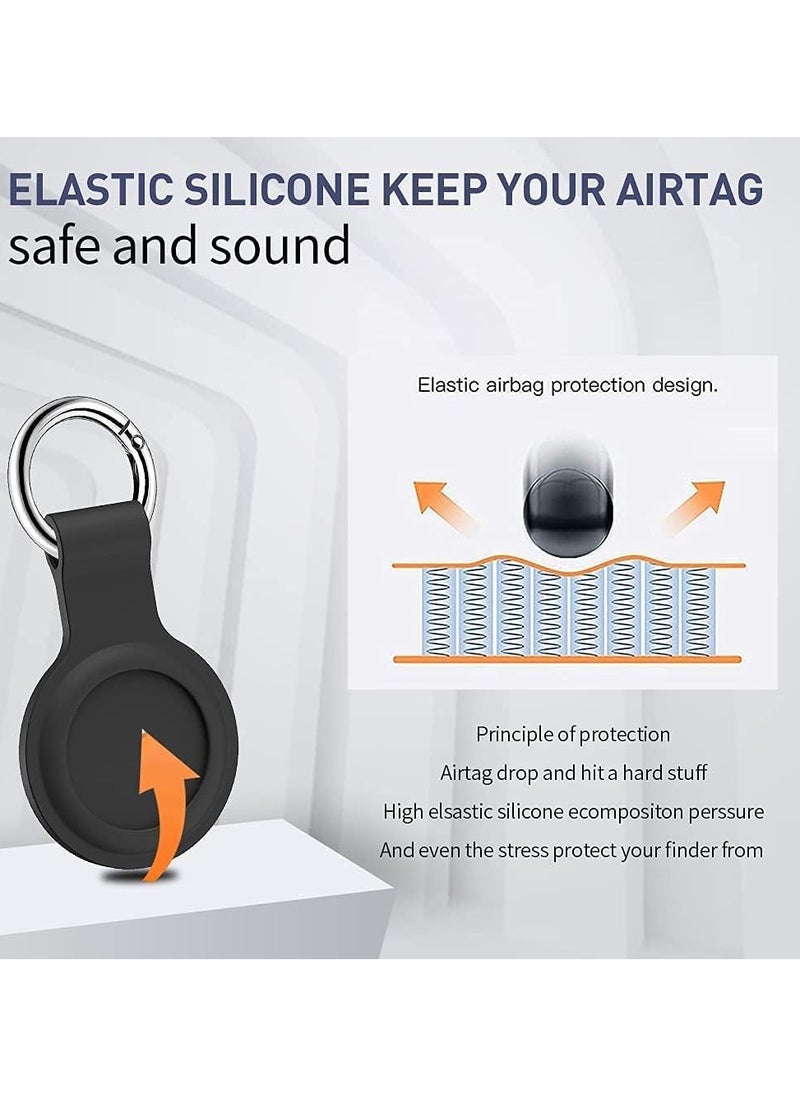 Raxoom - Soft Silicone Airtag Holder with Keychain Waterproof Airtag Case Airtag Cover for Air tag Key Finder Tracker Finder Black - Image 1