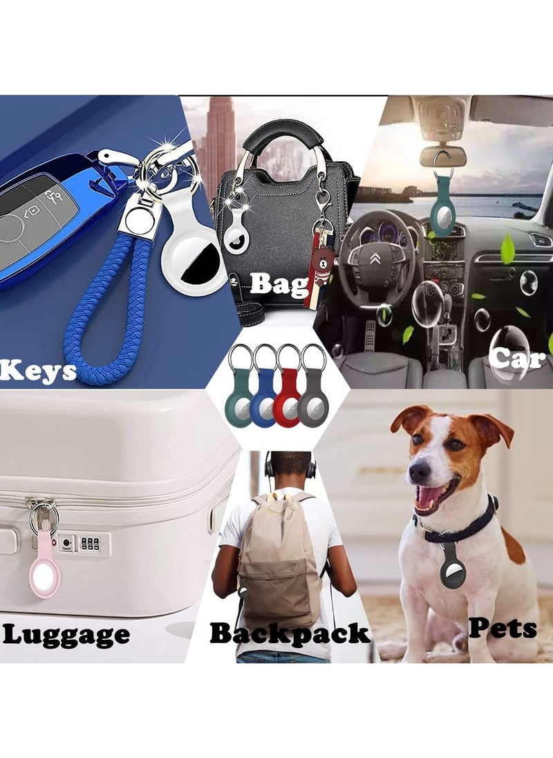 Raxoom - Soft Silicone Airtag Holder with Keychain Waterproof Airtag Case Airtag Cover for Air tag Key Finder Tracker Finder Black - Image 1