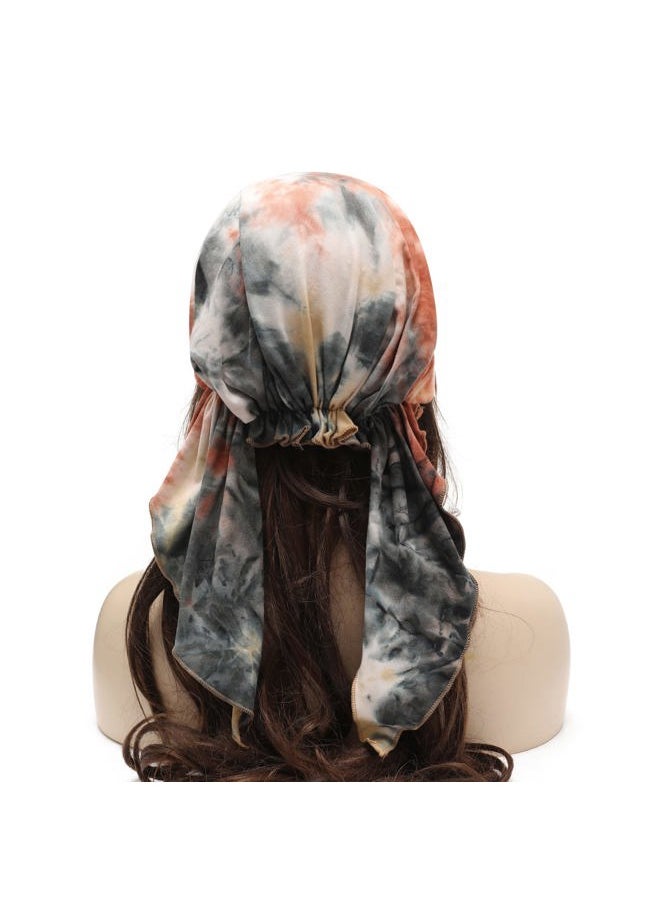 ZLYC Chemo Headwear Pre Tied Head Scarf Headwraps Lightweight Turban Beanie Cap for Women (Tie Dyed Khaki)  - Image 4