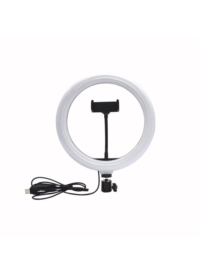 Trembles Net Red Live Selfie Beauty Lamp Desktop 8 Inch 20cm Ring Lamp 10 Inch 26cm Fill Light Female-Color:26cm Arc + Gimbal + Hose Phone Clip  - Image 1