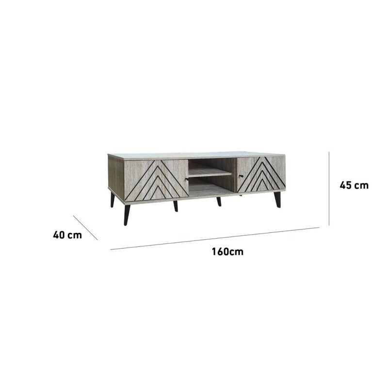 بيتي طاولة تلفزيون 160 سم تصميم كلاسيكي خشب مضغوط مع ادراج وارفف - بيج - Image 3