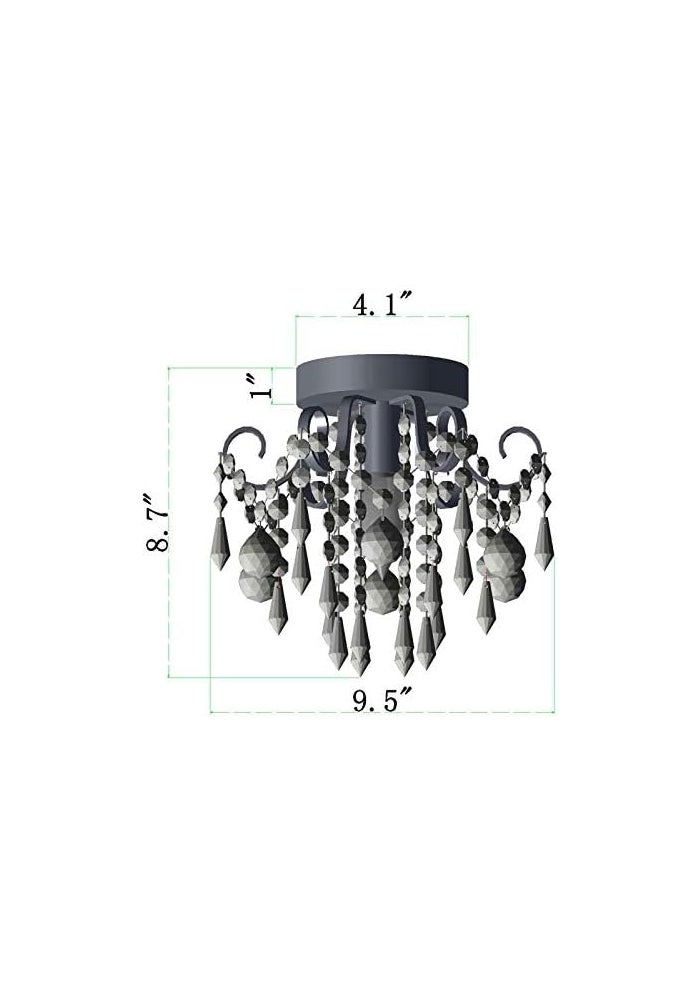 QS Q&S Small Crystal Ceiling Light Fixture Flush Mount, Black Modern Chandelier, 9.5" Diameter - Image 2
