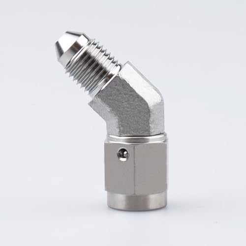 AC PERFORMANCE 3 AN Male to Female 45 Degree Swivel Stainless Steel Brake Fitting Adapter - Image 1
