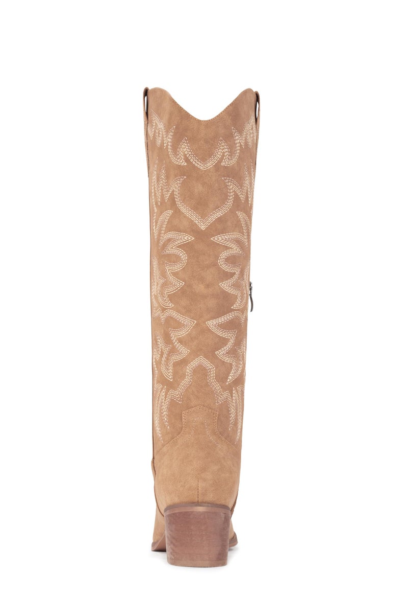 IUV Cowboy Boots For Women Knee High Western Cowgirl Boots Snip Toe Side Zipper Chunky Heel - Image 4