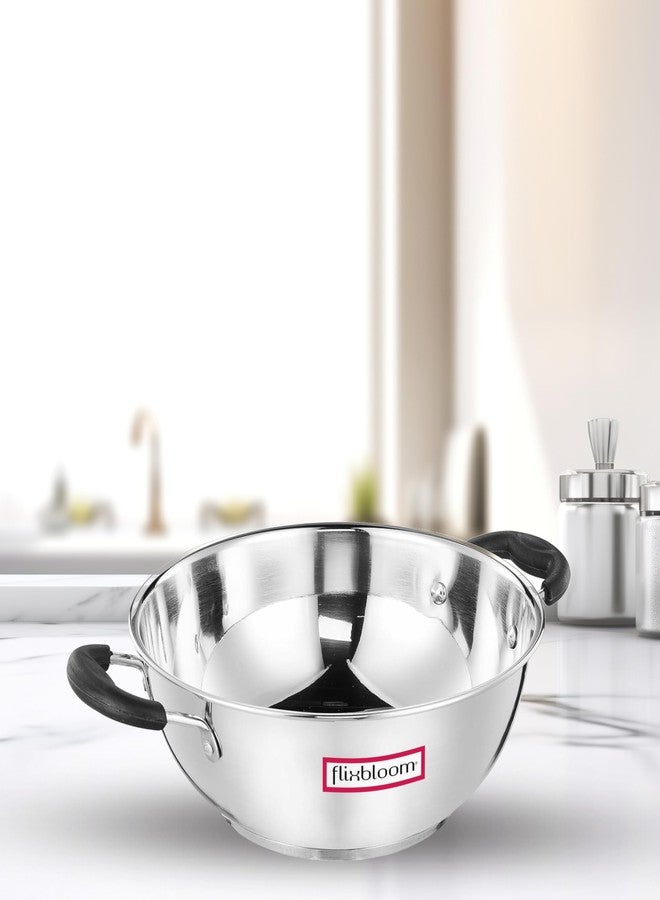 Flixbloom imperious 2 Litre Stainless Steel Triply Bottom's Coalition Induction Safe | LPG Friendly Deep Kitchen Cookware Kadai/Kadhai for Cooking - Image 2