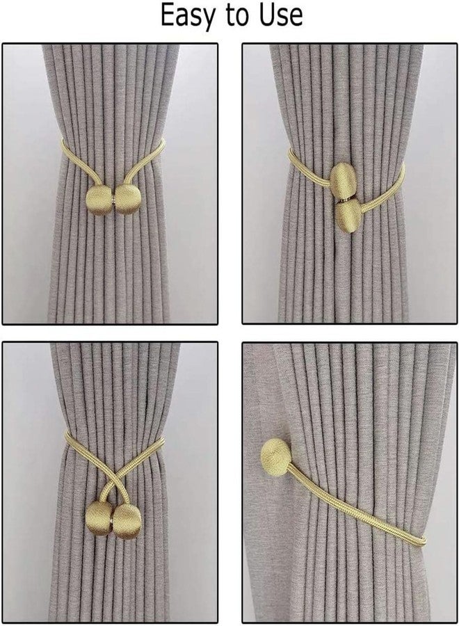 INOVERA (LABEL) 2 Pieces Window Curtain Tiebacks Drapery Hold-Backs Band for Office Home Decorative (Pair 1, Gold) - Image 4