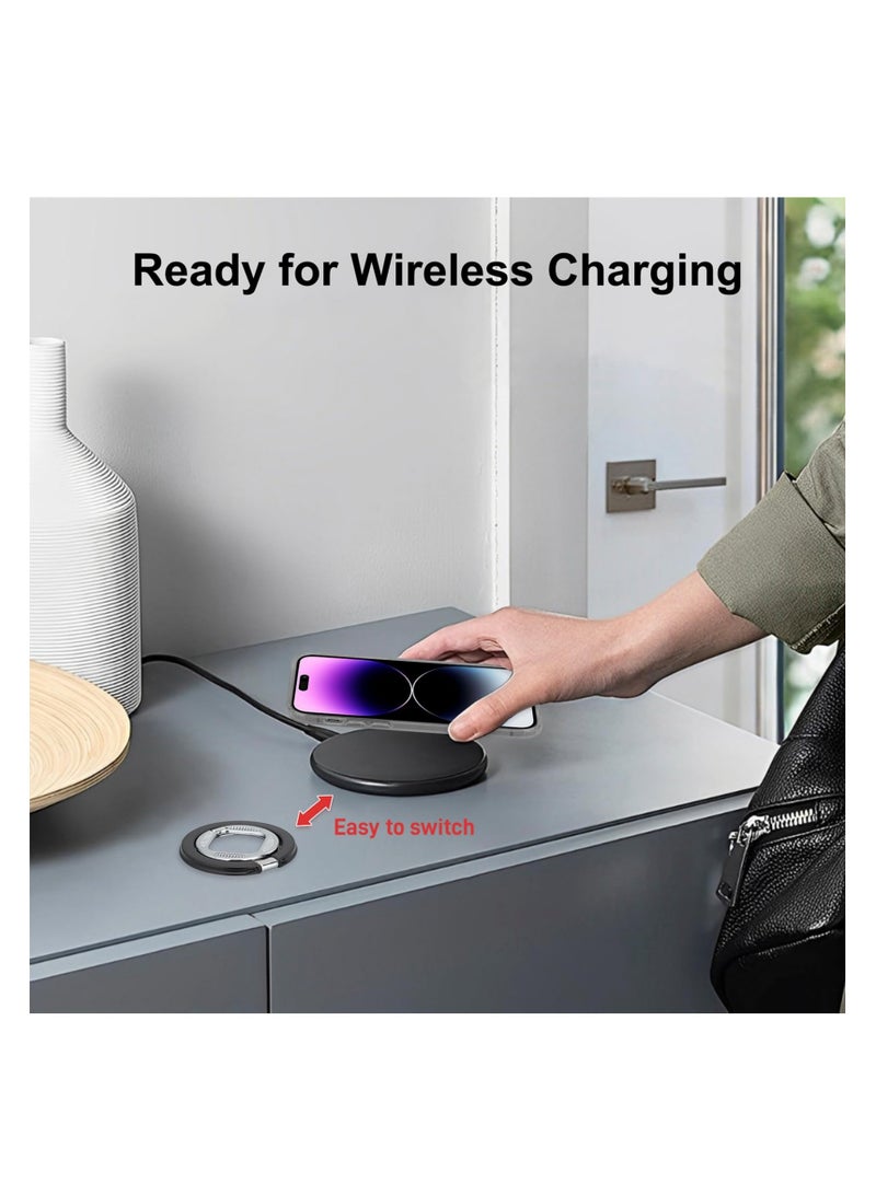 SYOSI Double Side Magnetic Phone Grip, Compatible with Magsafe Accessories, Adjustable Magnetic Phone Stand Holder, Car Mount Phone Grip Ring for iPhone 15/14/13/12 Series, Black, Android Accessories - Image 5