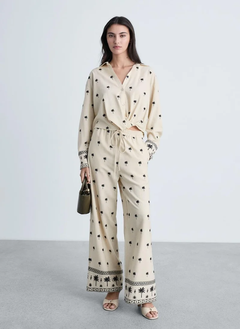 MANGO Embroidered Shirt With Knot