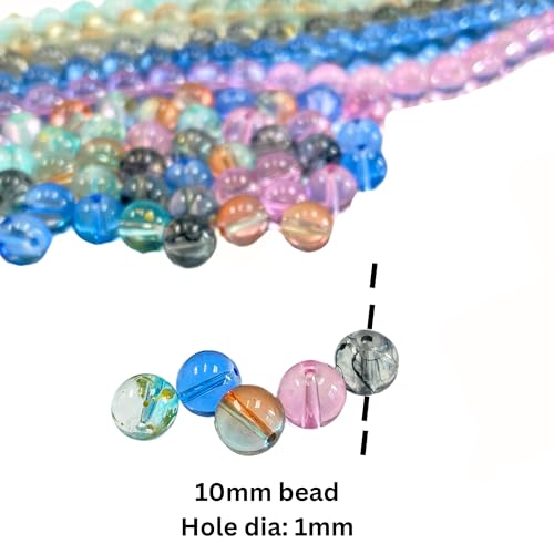 Linpeng 10mm Glass Beads for Bracelets, Round Glacier Calligraphy Beads, DIY Jewelry Supplies, Gift for Beader, 1 lb, 400 pcs - Image 2