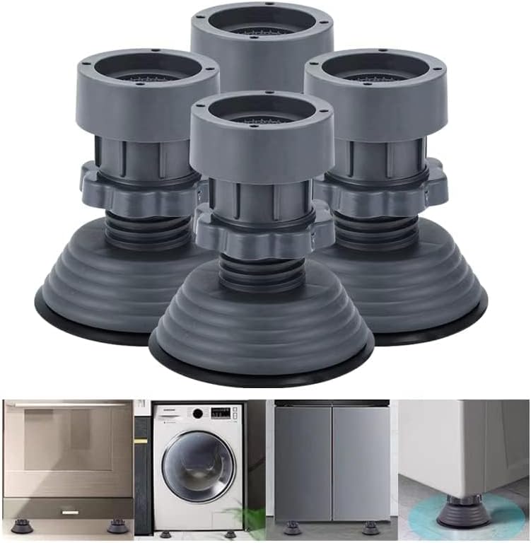 OLMARTT KITCHENWARE وسائد مضادة للاهتزاز لأقدام الغسالة، قاعدة دعم قابلة للتعديل، مجموعة من 4 قطع، لون رمادي - Image 1
