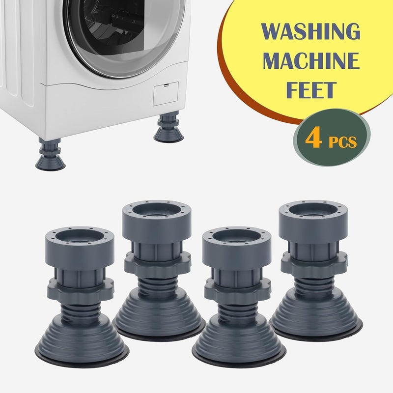 OLMARTT KITCHENWARE وسائد مضادة للاهتزاز لأقدام الغسالة، قاعدة دعم قابلة للتعديل، مجموعة من 4 قطع، لون رمادي - Image 3
