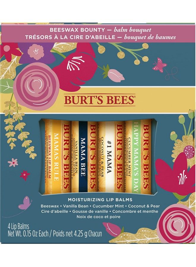 Burt's Bees Gifts 4 Lip Balm Products Balm Bouquet Spring Set Classic Beeswax Vanilla Bean Cucumber Mint & Coconut Pear (4 Pack) - Image 2