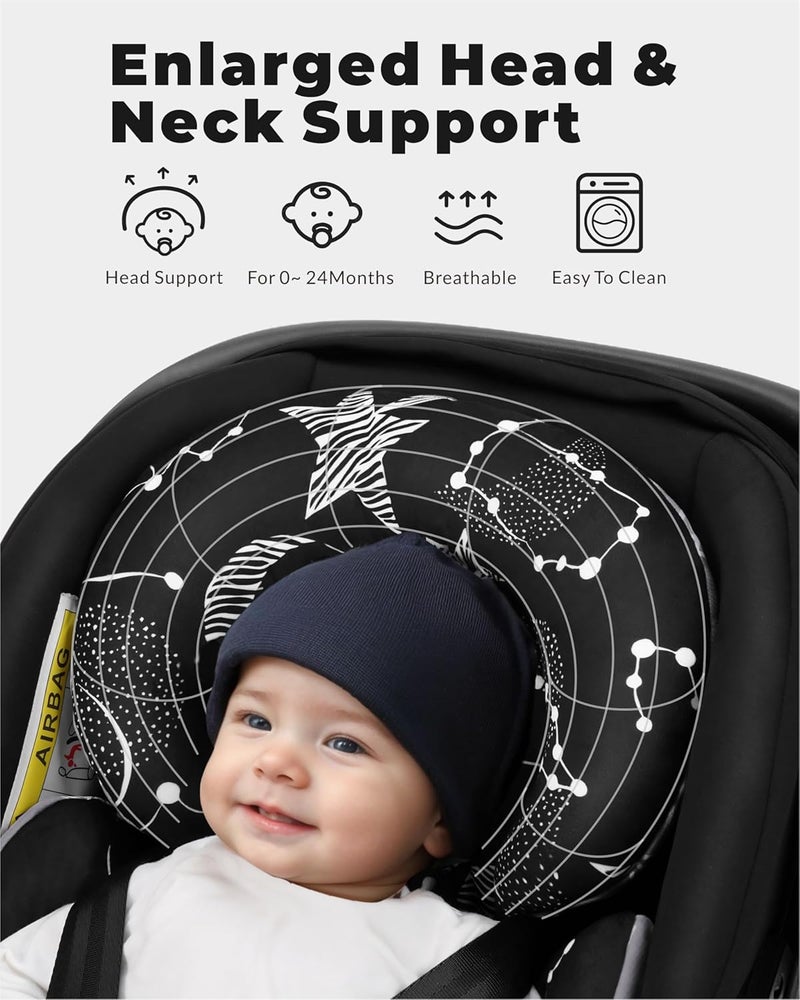 Tinlyfinly Infant Car Seat Insert with Removable Cushion for Preemie to Toddler, Reversible Newborn Carseat Insert for Baby Head Body Support, Fits for Stroller, Baby Swing, Bouncer (Black Star) Wide range compatible material - Image 3
