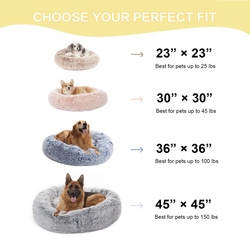 Bedfolks Calming Donut Dog Bed, 36 Inches Round Fluffy for Large Dogs, Anti-Anxiety Plush, Machine Washable (Dark Grey, Large) - Image 5