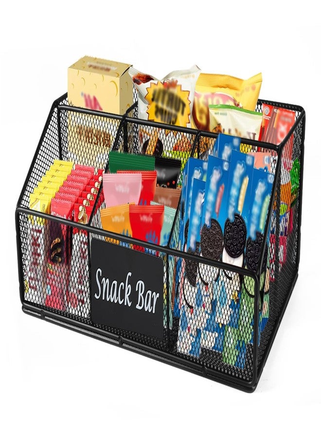 Xbopetda Snack Organizer for Countertop, Metal Snack Tray Snack Basket, Chips Organizer Snack Bar Station Decor, 5 Compartment Snack Organizer Holder for Kitchen Pantry Organizer and Storage - Image 1