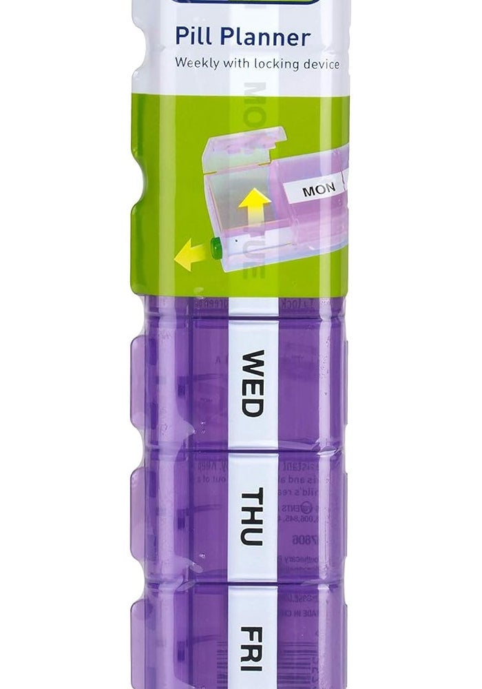 Ezy Dose Premium 7-Day Pill Organizer Box with Locking Compartments and Colored Lids - Image 4