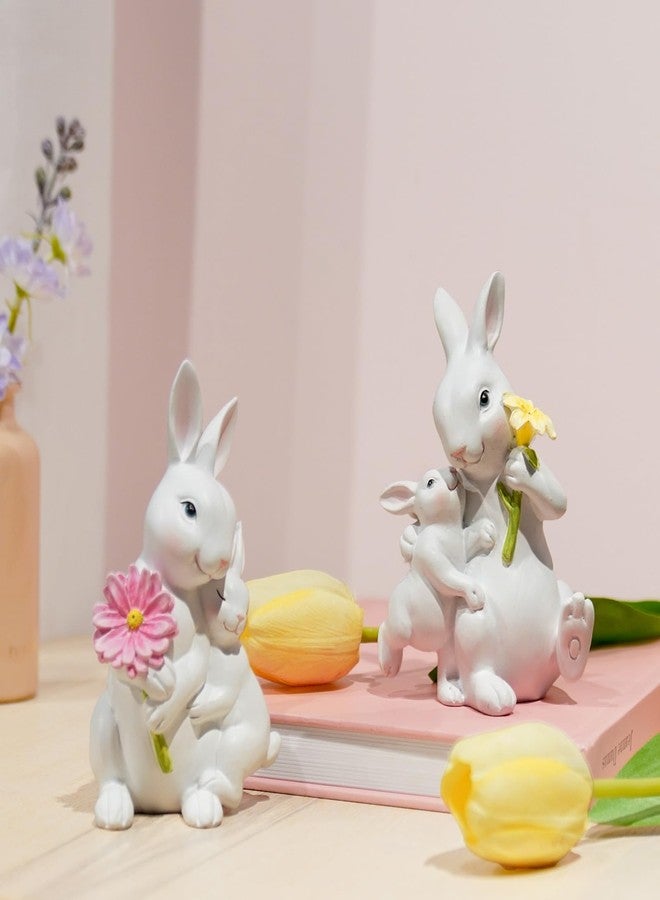 Braxio Easter Bunny Family Figurine Decoration - Bunny Collectible Figurines for Easter Decoration/Spring/Wedding Set of 2 - Image 2