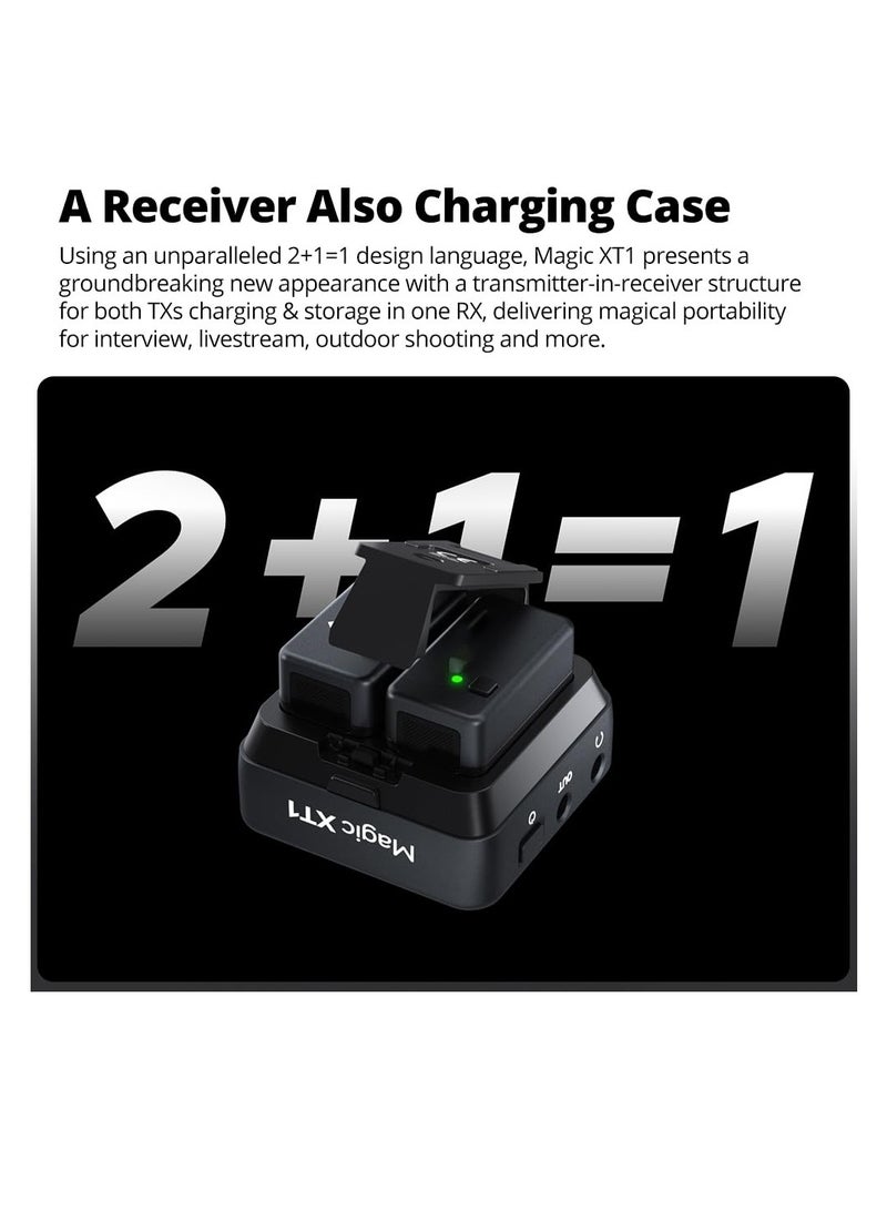 Magic Wireless Lavalier Microphone, Microphone for Camera (2 TX + 1 RX Charging Case), Mini Mic with Noise Cancellation, 16H Battery, Touch Screen 200M/60ft, Wireless Microphone  - Image 3