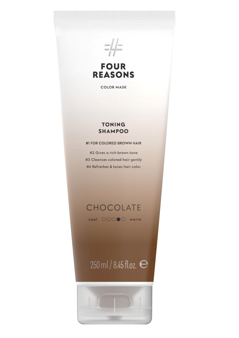 FOUR REASONS Hair Color Shampoo (8 Colors) - Sulfate Free Rich Brown Hair Toner - Color Depositing Shampoo for Color Treated Hair, Vegan, 8.45 Fl Oz (Chocolate/Brown) - Image 1