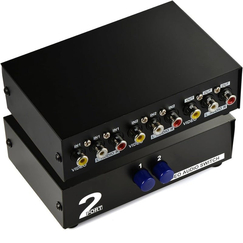 ETZIN 2 Way AV Switch RCA Switcher 2 in 1 Out Composite Video L/R Audio Selector Box for DVD STB Game Consoles-Black - Image 5