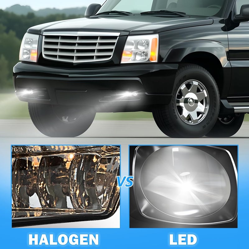 Boxlight LED Fog Lights Assembly for 2002-2006 Cadillac Escalade/EXT/ESV Driving Fog Lamps (Clear Lens) - Image 5