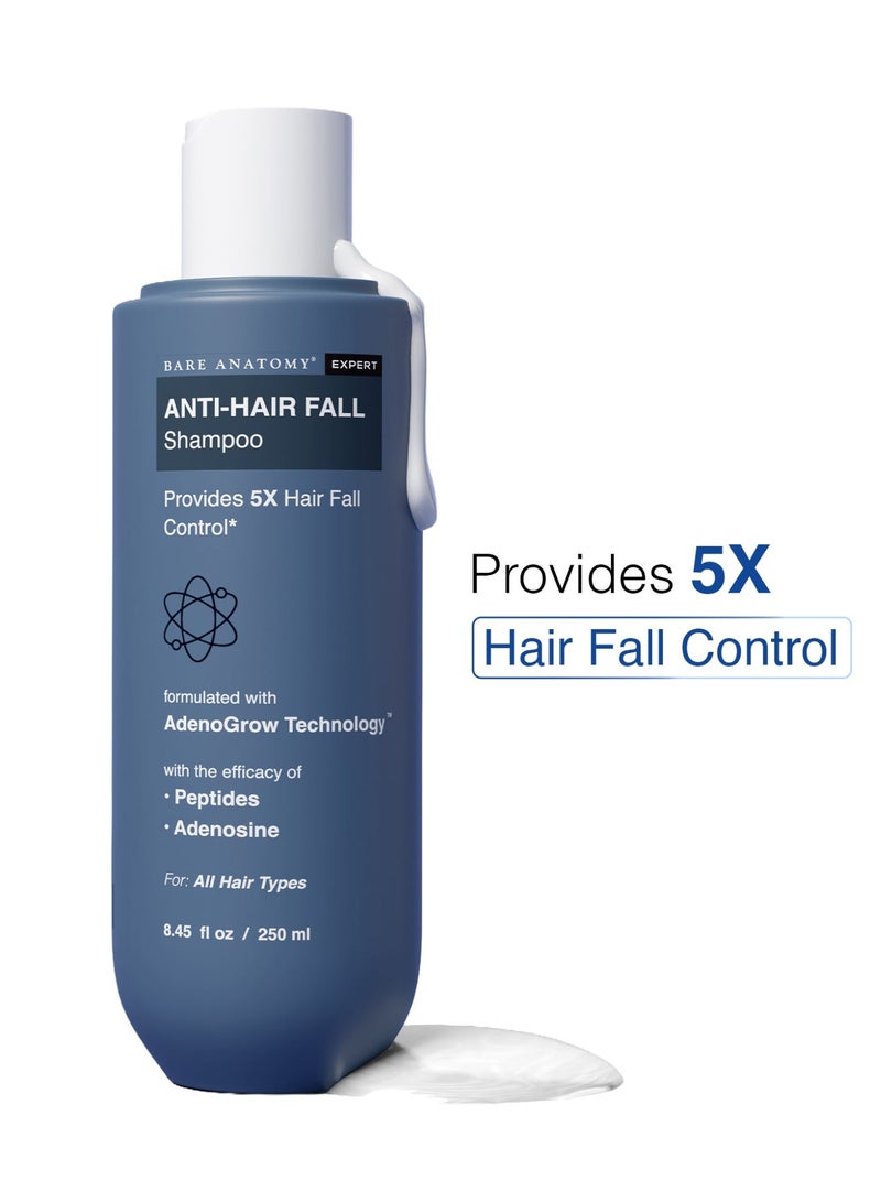 BARE ANATOMY Anti Hair Fall Shampoo | Gives 5x Hair Fall Control | Contains Adenosine Biotin & Peptides For Hair Growth | Sulphate & Paraben Free | For Women & Men | 250ml - Image 1