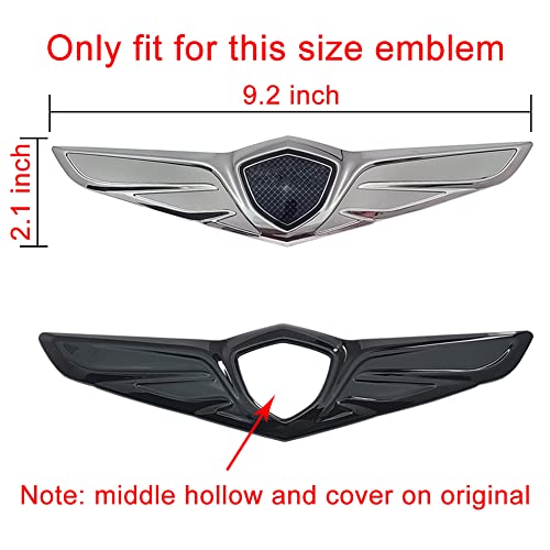 Kolya Compatible with 2021 2022 2023 2024 Genesis GV80 Accessories Front Hood Center Wing Emblem Logo Cover Bumper Badge Molding Trim (Glossy Blck) - Image 3
