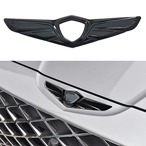 Kolya Compatible with 2021 2022 2023 2024 Genesis GV80 Accessories Front Hood Center Wing Emblem Logo Cover Bumper Badge Molding Trim (Glossy Blck) - Image 1
