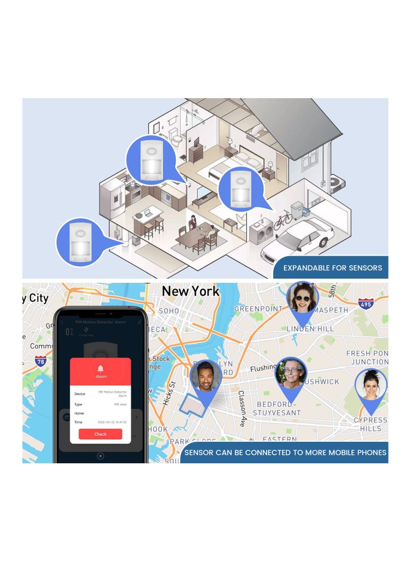 KASTWAVE Upgraded Smart WiFi Motion Sensor Detector Alarm Indoor with Siren, Phone App, Alert History, Scheduled Working Times - Infrared Motion Sensor Alarm for Home Garage, Only Support WiFi 2.4G - Image 4