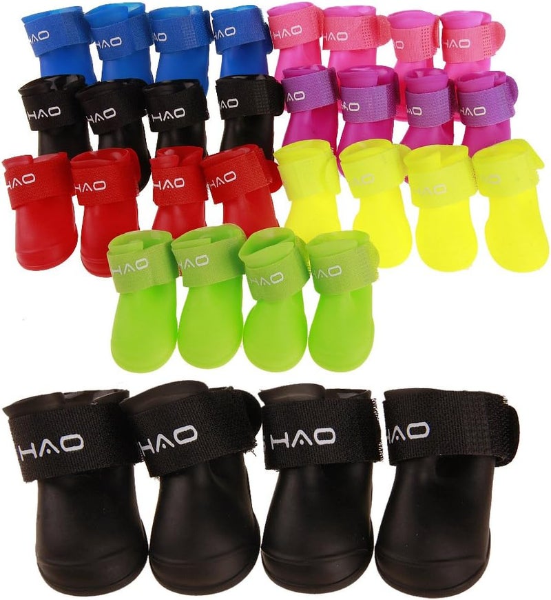 5 Pairs Waterproof Dog Shoes, Puppy Dog Rain Shoes, PVC Anti Slip Dog Rain Boots, for Small Dogs Paws Cover Rain Boots, for Dogs Indoor Outdoor Walking, 5 Colors, 4.3cm×3.3cm (With Letter) - Image 1