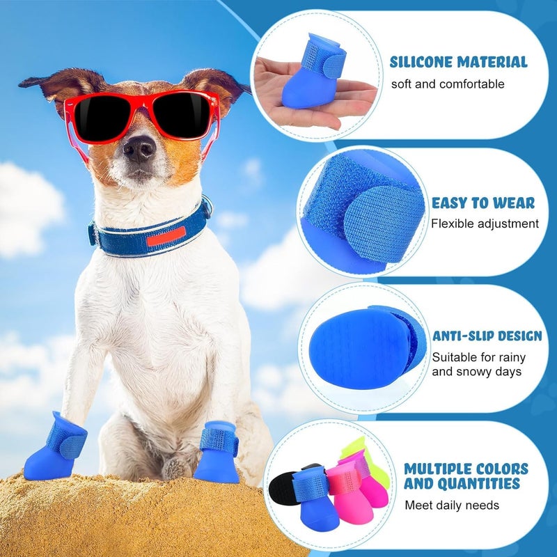 5 Pairs Waterproof Dog Shoes, Puppy Dog Rain Shoes, PVC Anti Slip Dog Rain Boots, for Small Dogs Paws Cover Rain Boots, for Dogs Indoor Outdoor Walking, 5 Colors, 4.3cm×3.3cm (With Letter) - Image 4