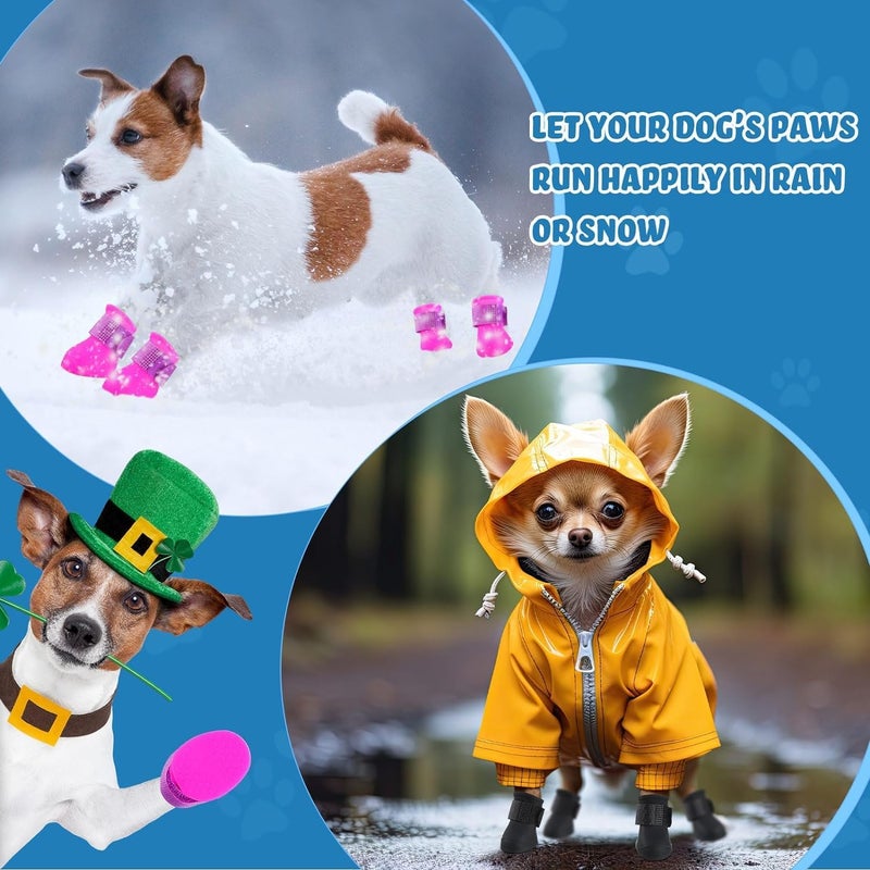 5 Pairs Waterproof Dog Shoes, Puppy Dog Rain Shoes, PVC Anti Slip Dog Rain Boots, for Small Dogs Paws Cover Rain Boots, for Dogs Indoor Outdoor Walking, 5 Colors, 4.3cm×3.3cm (With Letter) - Image 3