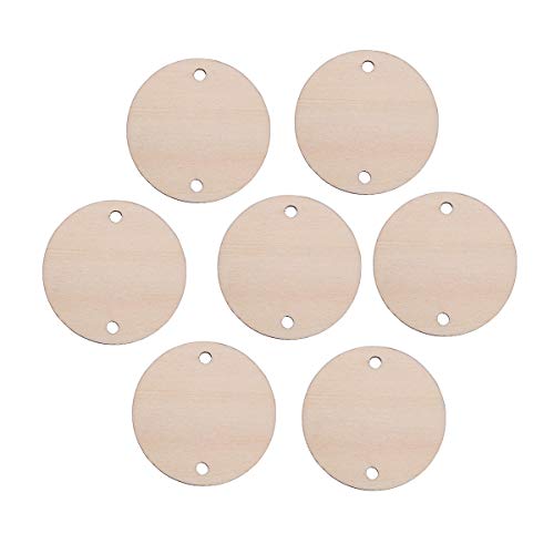ULTNICE Wooden Discs with Holes Unfinished Wood Tag Coin Circles for Birthday Board DIY Family Art Project 60pcs - Image 1
