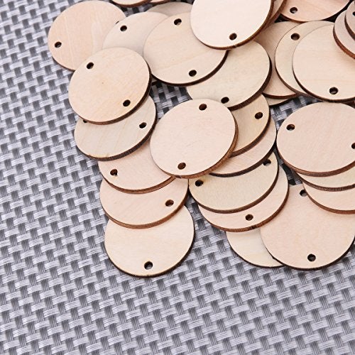 ULTNICE Wooden Discs with Holes Unfinished Wood Tag Coin Circles for Birthday Board DIY Family Art Project 60pcs - Image 5